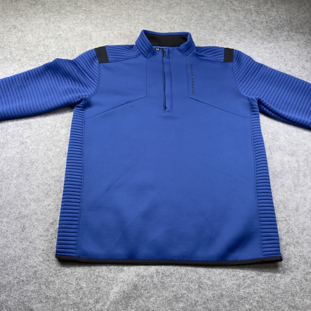 Under Armour Golf Storm Daytona 1/4 Zip Pullover Men Large Blue Good Ribbed Slee